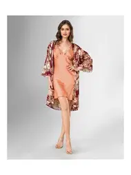 Ahu Lingerie Turuncu Çiçekli Sabahlık Gecelik Takımı Ahu Lingerie Loriva 1849