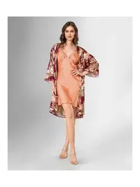 Ahu Lingerie Turuncu Çiçekli Sabahlık Gecelik Takımı Ahu Lingerie Loriva 1849