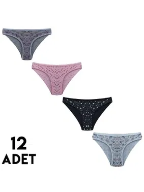 Tutku Karışık Desenli Hilda Kadın Bikini Külot 12'li Tutku 0585