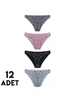 Karışık Desenli Hilda Kadın Bikini Külot 12'li Tutku 0585 Asorti detay görünüm