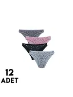 Karışık Desenli Hilda Kadın Bikini Külot 12'li Tutku 0585 Asorti görsel 4