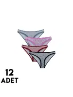Desenli Rita Bayan Bikini Külot 12'li Tutku 0586 Asorti görsel 4