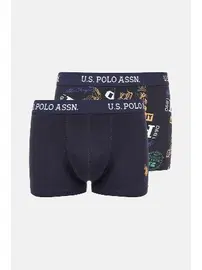 Us. POLO Assn. U.s. Polo Assn Erkek 2li Düz Lacivert ve Baskılı Boxer 80476
