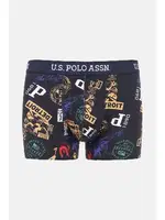 U.s. Polo Assn Erkek 2li Düz Lacivert ve Baskılı Boxer 80476 Lacivert farklı açı