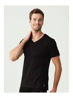 U.S. Polo Assn. Erkek Battal Siyah 2Li V Yaka T-shirt 90001 Siyah görsel 8