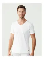 U.S. Polo Assn. Erkek Battal Siyah 2Li V Yaka T-shirt 90001 Beyaz görsel 4