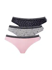 Us. POLO Assn. U.S. Polo Assn. Pembe Gri Lacivert 3Lü Kadın Slip 66422