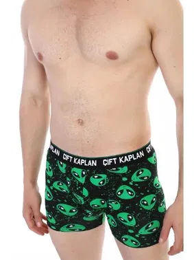 Çift Kaplan Uzaylı Desenli Dijital Baskı Çift Kaplan Erkek Boxer 796