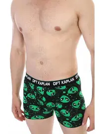 Çift Kaplan Uzaylı Desenli Dijital Baskı Çift Kaplan Erkek Boxer 796