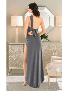 Pink Night Uzun Kadın Seksi Elbise Mavi Yırtmaçlı Pink Night 5582 - Alternatif Görünüm