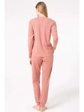 Anıl Cotton Uzun Kol Bisiklet Yaka Çizgili Kışlık Örme Normal Bel Pijama Takımı Anıl 9859 - Alternatif Görünüm
