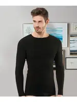 Yuvarlak Yaka Uzun Kollu İnce Erkek Termal Üst Derya Kurşun 602 Siyah detay görünüm