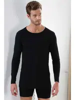 Uzun Kol Yuvarlak Yaka Erkek Siyah Badi Arma Yıldız 1128 Siyah farklı açı