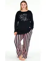 Uzun Kollu Lacivert Büyük Beden Viskon Pijama Takımı Lady 11382 Lady 11382 Lacivert detay görünüm