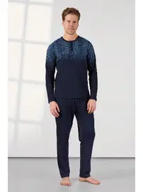 Doreanse Uzun Kollu Lacivert Düğmeli Erkek Pijama Takımı Doreanse 25K4534