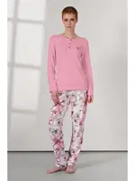 Uzun Kollu Pembe Çiçek Desenli Kadın Pijama Takımı Doreanse 25K4032 Pembe