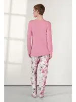 Uzun Kollu Pembe Çiçek Desenli Kadın Pijama Takımı Doreanse 25K4032 detay görünüm