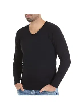 Yıldız Çamaşır Uzun Kollu Siyah V-Yaka Modal Erkek T-Shirt Yıldız 341