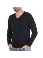 Uzun Kollu Siyah V-Yaka Modal Erkek T-Shirt Yıldız 341 Siyah