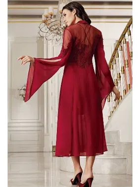 İmaj Uzun Sabahlıklı Mini Gecelik 2li Çeyizlik Saten Set İmaj 4201 - Alternatif Görünüm