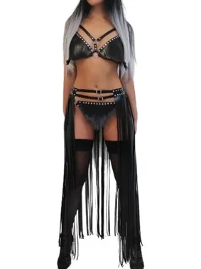 missisX Uzun Saçaklı Siyah Fantazi Harness Takım missisX 2135