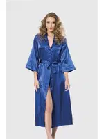 Uzun Saten Sabahlık Ahu Lingerie 7472 Lacivert