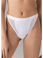 V Kesim Tül Detaylı Yüksek Bel Kadın Slip Doreanse 7153 Beyaz detay görünüm