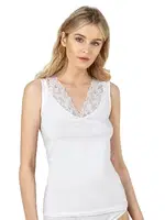 V Yaka Dantel Detaylı Kadın Süprem Pamuklu Esnek Kalın Askılı Atlet Özkan 26957  Beyaz görsel 9