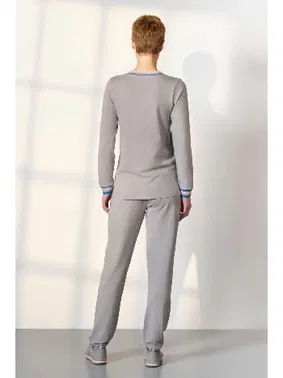 Doreanse V Yaka Kadın Gri Cepli Pijama Takımı Doreanse 25K4044 - Alternatif Görünüm