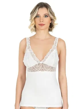 Özkan V Yaka Kalın Askılı Pamuklu Modal Dantelli Kadın Atlet Özkan 26851 