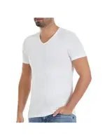 V-Yaka Kısa Kollu Bambu Beyaz Erkek T-Shirt Yıldız 480 Beyaz