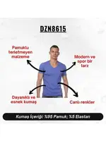 V Yaka Saks Erkek T-shirt Darkzone DZN8615 detay görünüm
