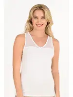 V Yaka Tül Detaylı Pamuklu Modal Kalın Askılı Kadın Atlet Özkan 26531  Beyaz görsel 4