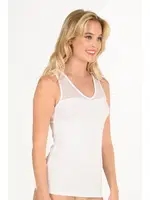 V Yaka Tül Detaylı Pamuklu Modal Kalın Askılı Kadın Atlet Özkan 26531  Beyaz görsel 6