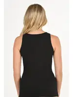 V Yaka Tül Detaylı Pamuklu Modal Kalın Askılı Kadın Atlet Özkan 26531  Siyah detay görünüm