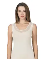 V Yaka Tüllü Modal Pamuklu Kalın Askılı Kadın Atlet Özkan 22848  Ten