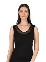 V Yaka Tüllü Modal Pamuklu Kalın Askılı Kadın Atlet Özkan 22848  Siyah görsel 5