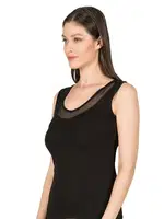 V Yaka Tüllü Modal Pamuklu Kalın Askılı Kadın Atlet Özkan 22848  Siyah görsel 7