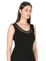 V Yaka Tüllü Modal Pamuklu Kalın Askılı Kadın Atlet Özkan 22848  Siyah görsel 8