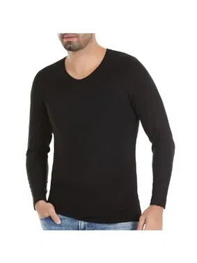 Yıldız Çamaşır V-Yaka Uzun Kollu Erkek Siyah Bambu T-Shirt Yıldız 486