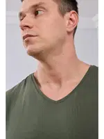 V Yaka Yeşil Erkek T-shirt Darkzone DZN8619 görsel 6