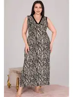 Viskon Kumaş Büyük Beden Anne Elbise Lady 7247 Siyah