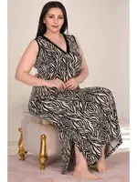 Viskon Kumaş Büyük Beden Anne Elbise Lady 7247 Siyah detay görünüm