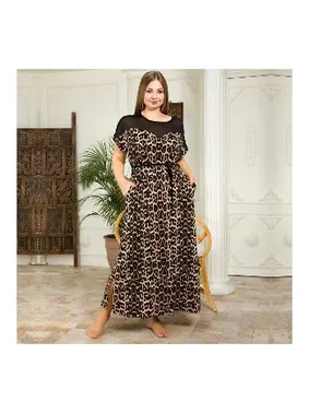 Lady Viskon Kumaş Leopar Desenli Büyük Beden Anne Gecelik Elbise Lady 7212 - Alternatif Görünüm