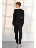 Viskon Siyah Dantel Yaka Kadın Pijama Takımı Doreanse 25K4036 detay görünüm