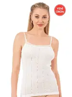 Viskon Transferli Ribana Esnek İp Askılı Örme Kadın Atlet Özkan 27106  Beyaz görsel 19