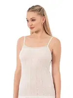 Viskon Transferli Ribana Esnek İp Askılı Örme Kadın Atlet Özkan 27106  Beyaz görsel 21