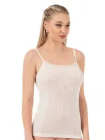 Viskon Transferli Ribana Esnek İp Askılı Örme Kadın Atlet Özkan 27106  Beyaz görsel 22