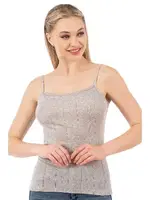 Viskon Transferli Ribana Esnek İp Askılı Örme Kadın Atlet Özkan 27106  Gri görsel 16