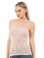 Viskon Transferli Ribana Esnek İp Askılı Örme Kadın Atlet Özkan 27106  Somon görsel 12